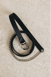 INDIVIDUAL Connected Μαύρη δερμάτινη ζώνη με νίκελ μεταλλικά στοιχεία