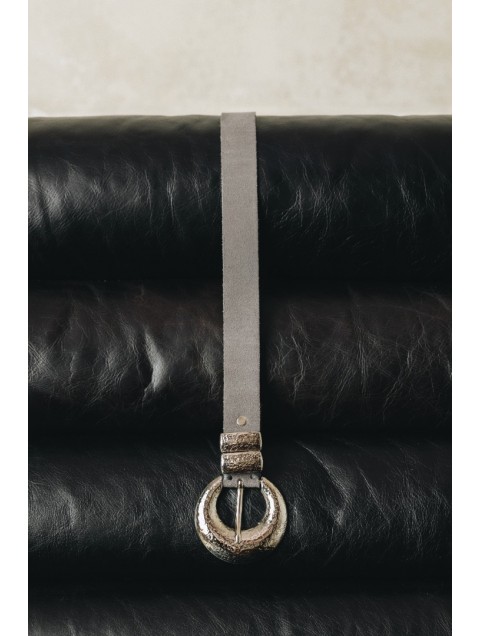 INDIVIDUAL Double Vision Γκρι δερμάτινη ζώνη με νίκελ μεταλλικά στοιχεία