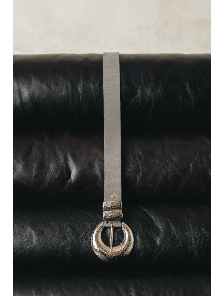 INDIVIDUAL Double Vision Γκρι δερμάτινη ζώνη με νίκελ μεταλλικά στοιχεία