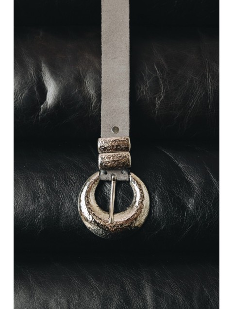 INDIVIDUAL Double Vision Γκρι δερμάτινη ζώνη με νίκελ μεταλλικά στοιχεία
