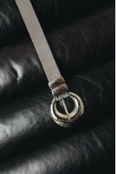 INDIVIDUAL Double Vision Γκρι δερμάτινη ζώνη με νίκελ μεταλλικά στοιχεία