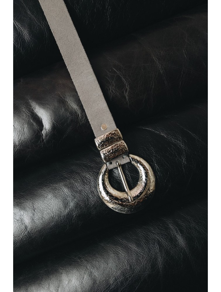 INDIVIDUAL Double Vision Γκρι δερμάτινη ζώνη με νίκελ μεταλλικά στοιχεία