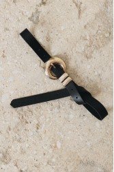 INDIVIDUAL Double Vision Μαύρη δερμάτινη ζώνη με χρυσά μεταλλικά στοιχεία
