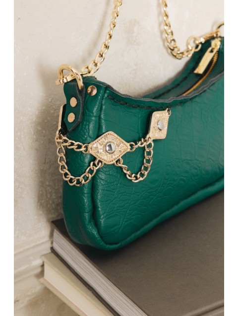 INDIVIDUAL Rushmere Πράσινη δερμάτινη τσάντα με χρυσά μεταλλικά στοιχεία