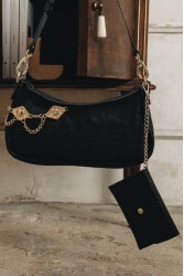 INDIVIDUAL Rushmere Black leather bag with metal elements