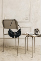 INDIVIDUAL More Than This black leather women's shoulder bag with nickel details