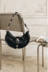 INDIVIDUAL More Than This black leather women's shoulder bag with nickel details