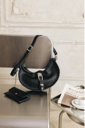 INDIVIDUAL More Than This black leather women's shoulder bag with nickel details