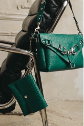 INDIVIDUAL Messy Green Leather Women's Bag With Nickel Details