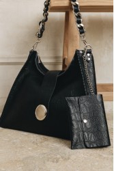 INDIVIDUAL To The Wilder Black leather women's shoulder bag with gold details