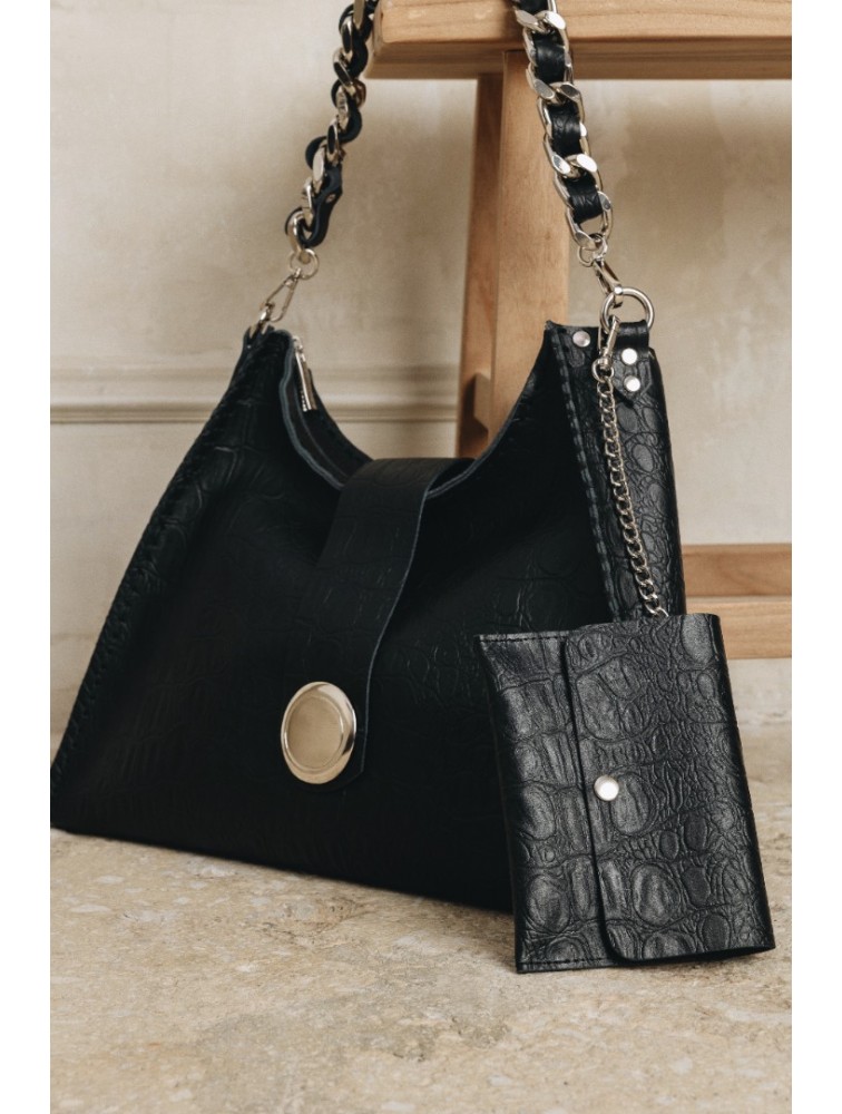 INDIVIDUAL To The Wilder Black leather women's shoulder bag with gold details