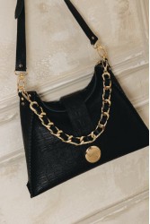 INDIVIDUAL To The Wilder Black leather women's shoulder bag with gold details