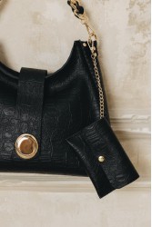 INDIVIDUAL To The Wilder Black leather women's shoulder bag with gold details
