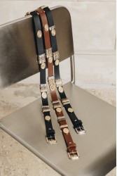 INDIVIDUAL Free Fallin Καφέ δερμάτινη ζώνη με μεταλλικά στοιχεία