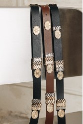 INDIVIDUAL Free Fallin Καφέ δερμάτινη ζώνη με μεταλλικά στοιχεία