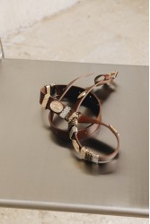 INDIVIDUAL Free Fallin Καφέ δερμάτινη ζώνη με μεταλλικά στοιχεία