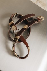 INDIVIDUAL Free Fallin Καφέ δερμάτινη ζώνη με μεταλλικά στοιχεία