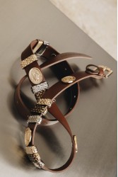 INDIVIDUAL Free Fallin Καφέ δερμάτινη ζώνη με μεταλλικά στοιχεία