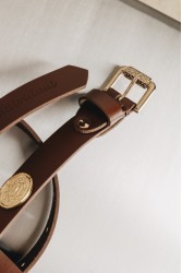 INDIVIDUAL Free Fallin Καφέ δερμάτινη ζώνη με μεταλλικά στοιχεία