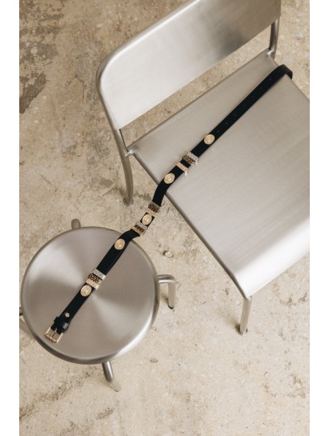 INDIVIDUAL Free Fallin Μαύρη δερμάτινη ζώνη με μεταλλικά στοιχεία