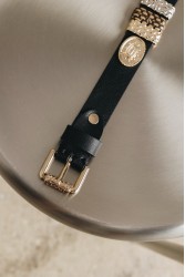 INDIVIDUAL Free Fallin Μαύρη δερμάτινη ζώνη με μεταλλικά στοιχεία