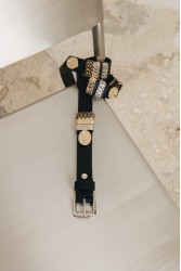 INDIVIDUAL Free Fallin Μαύρη δερμάτινη ζώνη με μεταλλικά στοιχεία