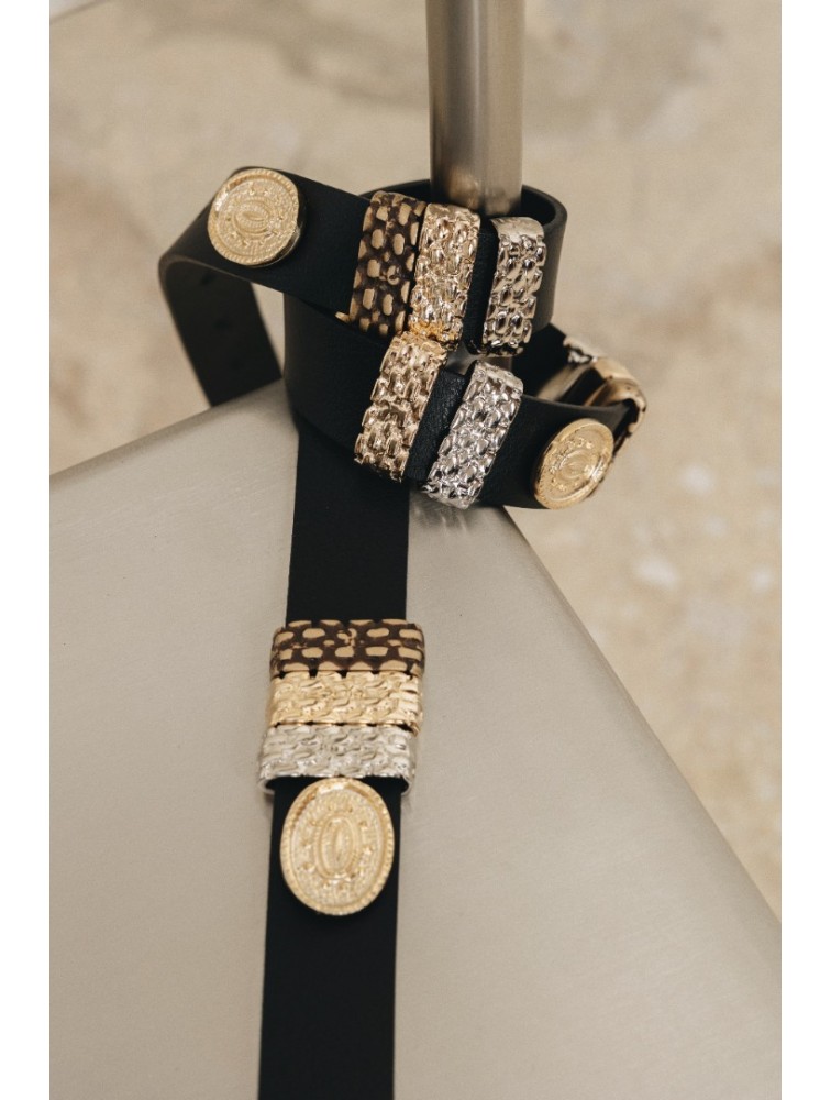 INDIVIDUAL Free Fallin Μαύρη δερμάτινη ζώνη με μεταλλικά στοιχεία