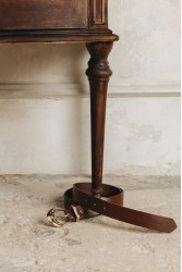 INDIVIDUAL No Words Καφέ δερμάτινη ζώνη με  χρυσά μεταλλικά στοιχεία