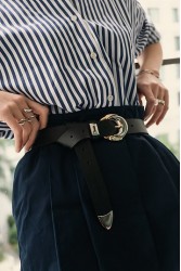 INDIVIDUAL "Halo" Μαύρη δερμάτινη ζώνη