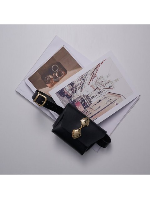 INDIVIDUAL "Never Tear Us Apart" Black Leather Women's Waist Bag