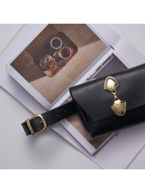 INDIVIDUAL "Never Tear Us Apart" Black Leather Women's Waist Bag