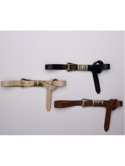 INDIVIDUAL "Heart of gold" Brown leather belt