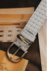 INDIVIDUAL All Right Off-White Nickel  Leather Belt