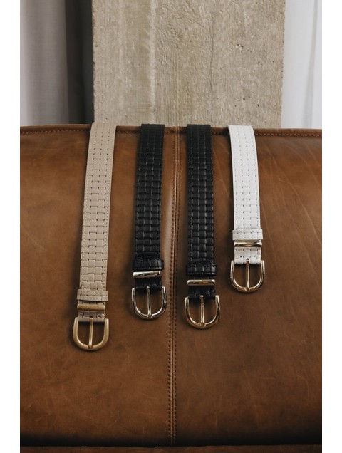 INDIVIDUAL All Right Off-White Nickel Εκρού Δερμάτινη Ζώνη Με Νικέλ Στοιχεία