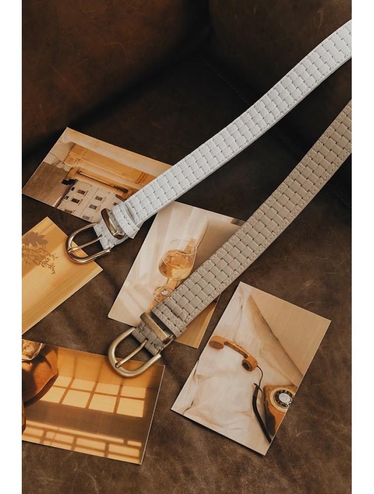 INDIVIDUAL All Right Off-White Nickel  Leather Belt