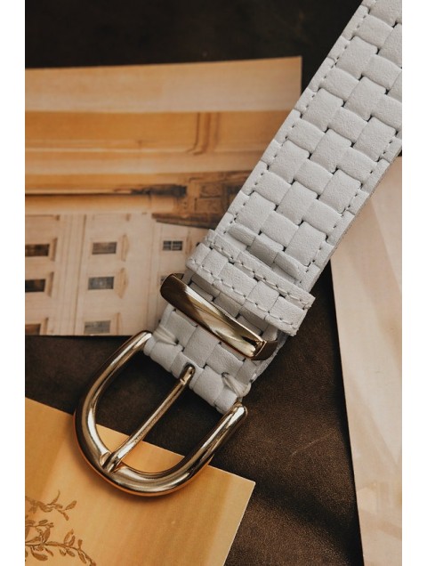 INDIVIDUAL All Right Off-White Nickel Εκρού Δερμάτινη Ζώνη Με Νικέλ Στοιχεία