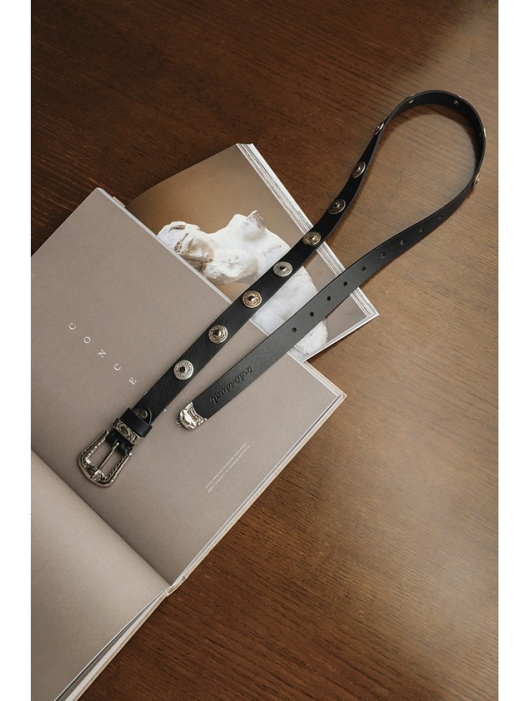 INDIVIDUAL All in You Black Nickel Leather Belt