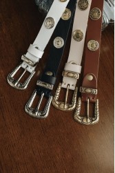 INDIVIDUAL All in You Off-White Nickel Leather Belt