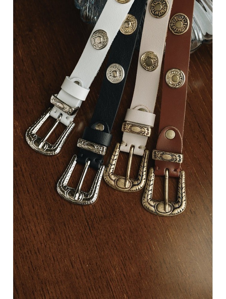 INDIVIDUAL All in You Off-White Nickel Leather Belt