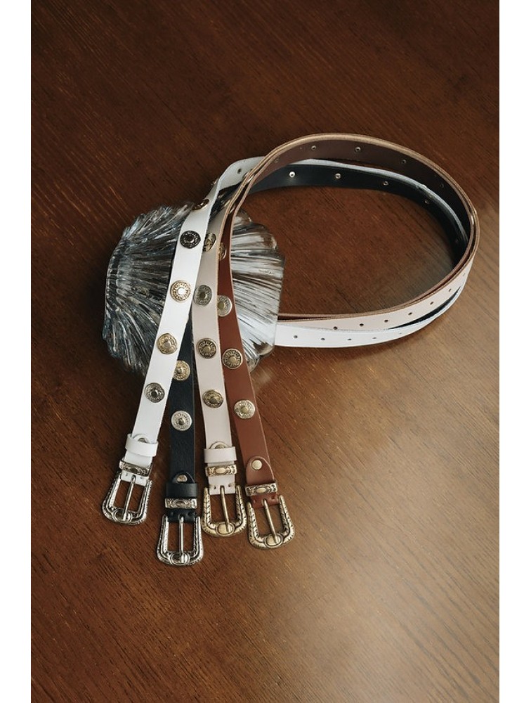 INDIVIDUAL All in You Off-White Nickel Leather Belt