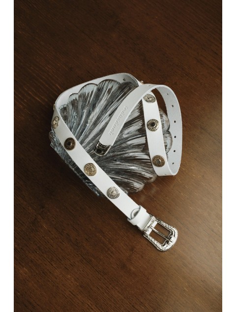 INDIVIDUAL All in You Off-White Nickel Εκρού Δερμάτινη Ζώνη με Νίκελ Στοιχεία