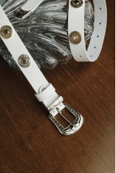 INDIVIDUAL All in You Off-White Nickel Leather Belt