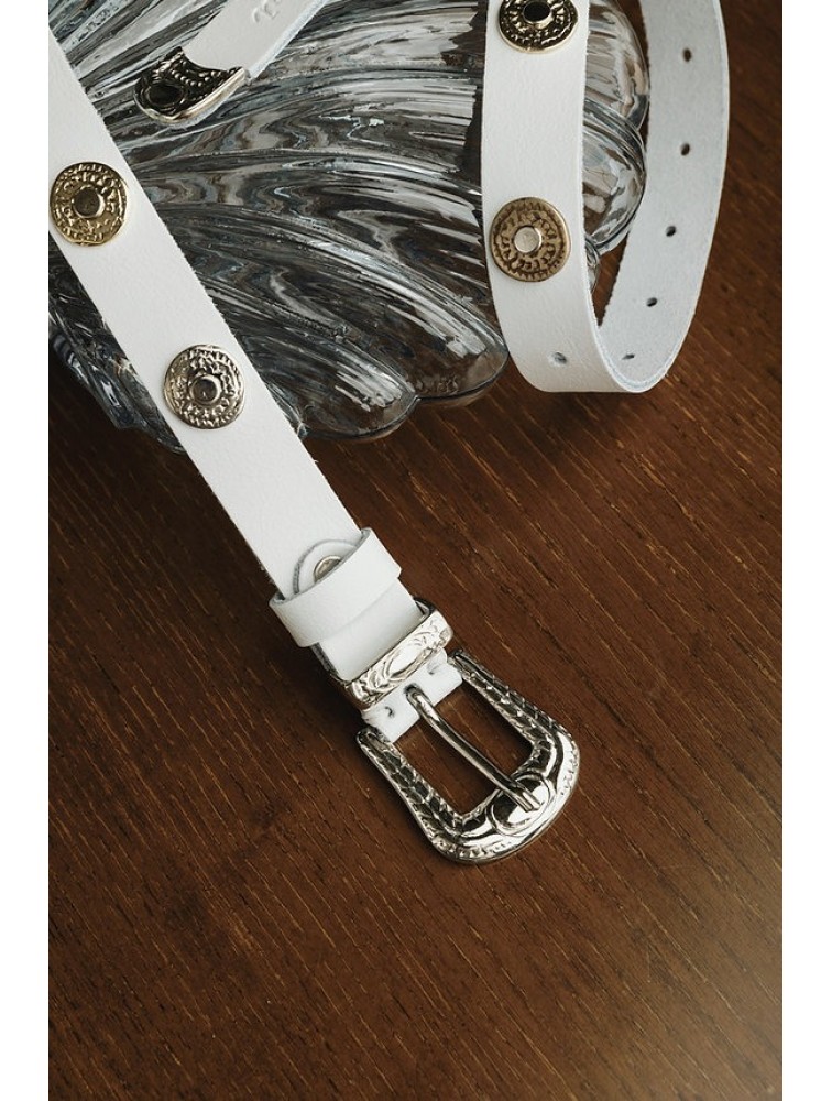 INDIVIDUAL All in You Off-White Nickel Leather Belt