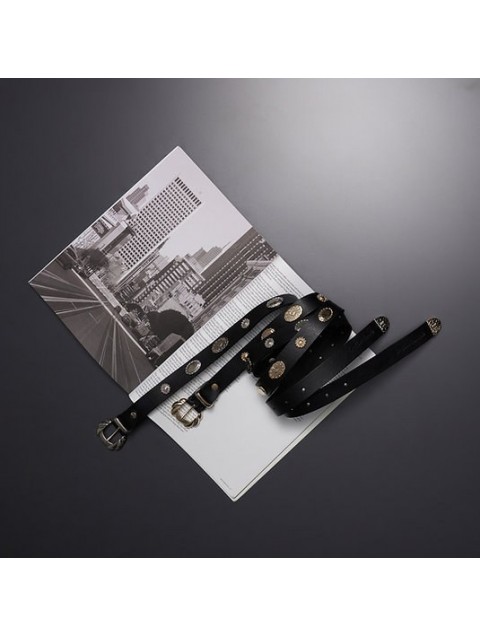 INDIVIDUAL Sylvia Black leather belt with silver metal elements