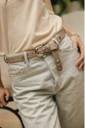 INDIVIDUAL Electric Feel Sand Nickel Leather Belt