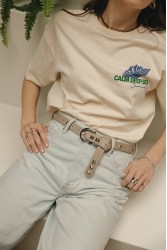 INDIVIDUAL Electric Feel Sand Nickel Leather Belt