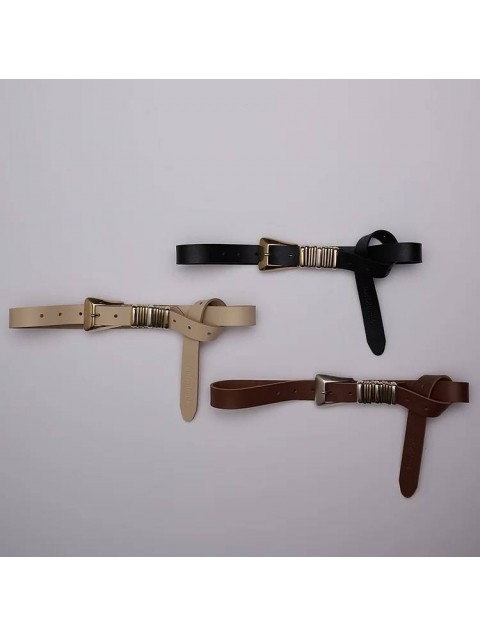 INDIVIDUAL "Heart of gold" Beige leather belt
