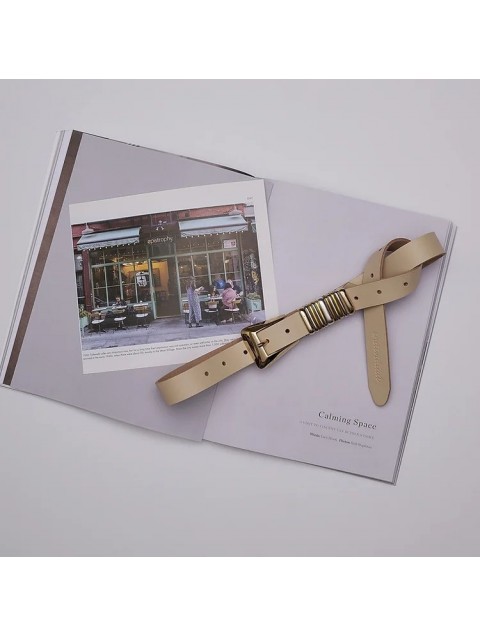 INDIVIDUAL "Heart of gold" Beige leather belt