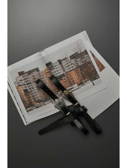INDIVIDUAL "Johanna" Black- Silver leather belt