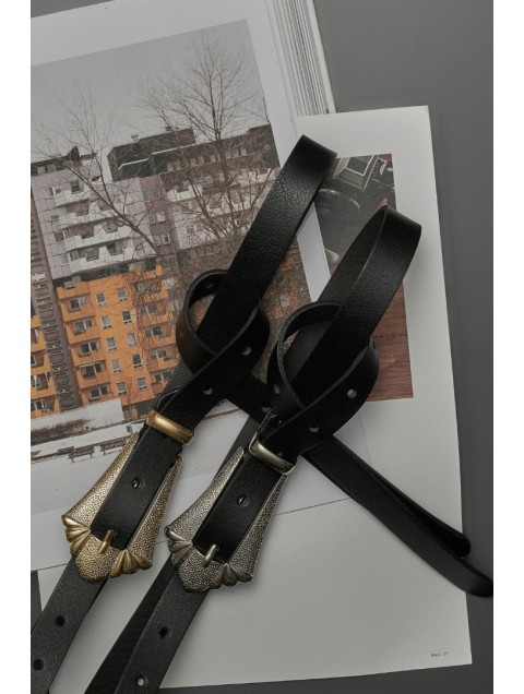 INDIVIDUAL "Johanna" Black- Silver leather belt